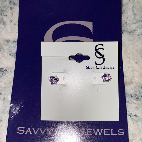 Savvy Cie Amethyst earrings.  New - Picture 5 of 5